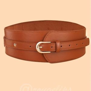 Wide Brown Caramel Corset Belt- Gold Tone Buckle